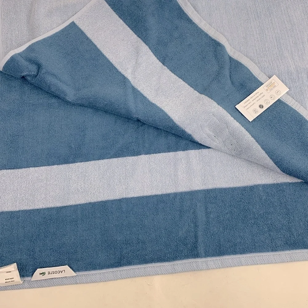 Lacoste Bath Towel Shades of Blue Alligator logo 30x52 inch New NWT